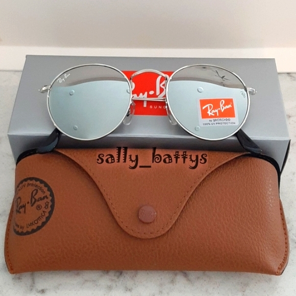 RayBan (Store Display) Round Metal Reflective Silver RB3447 Mirror - Picture 4 of 14